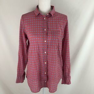 J crew Boyfriend fit check bottom down shirt sz 6